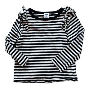 Girls striped long sleeve ruffle top Black White Striped Long Sleeve Tee size 2T